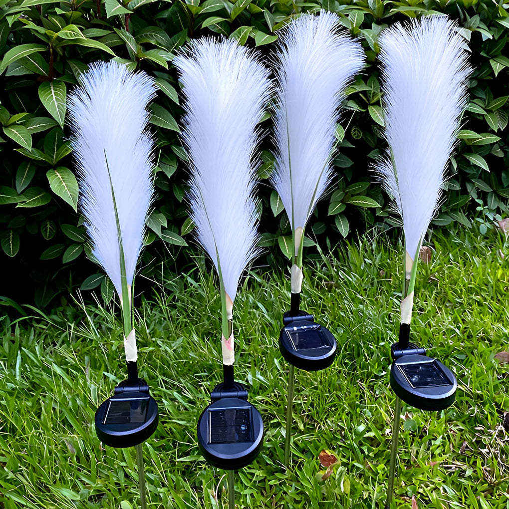 2PCS Creative Hairy Reed Decor LED Intelligent Modern Solar Lawn Lamp-Lighom