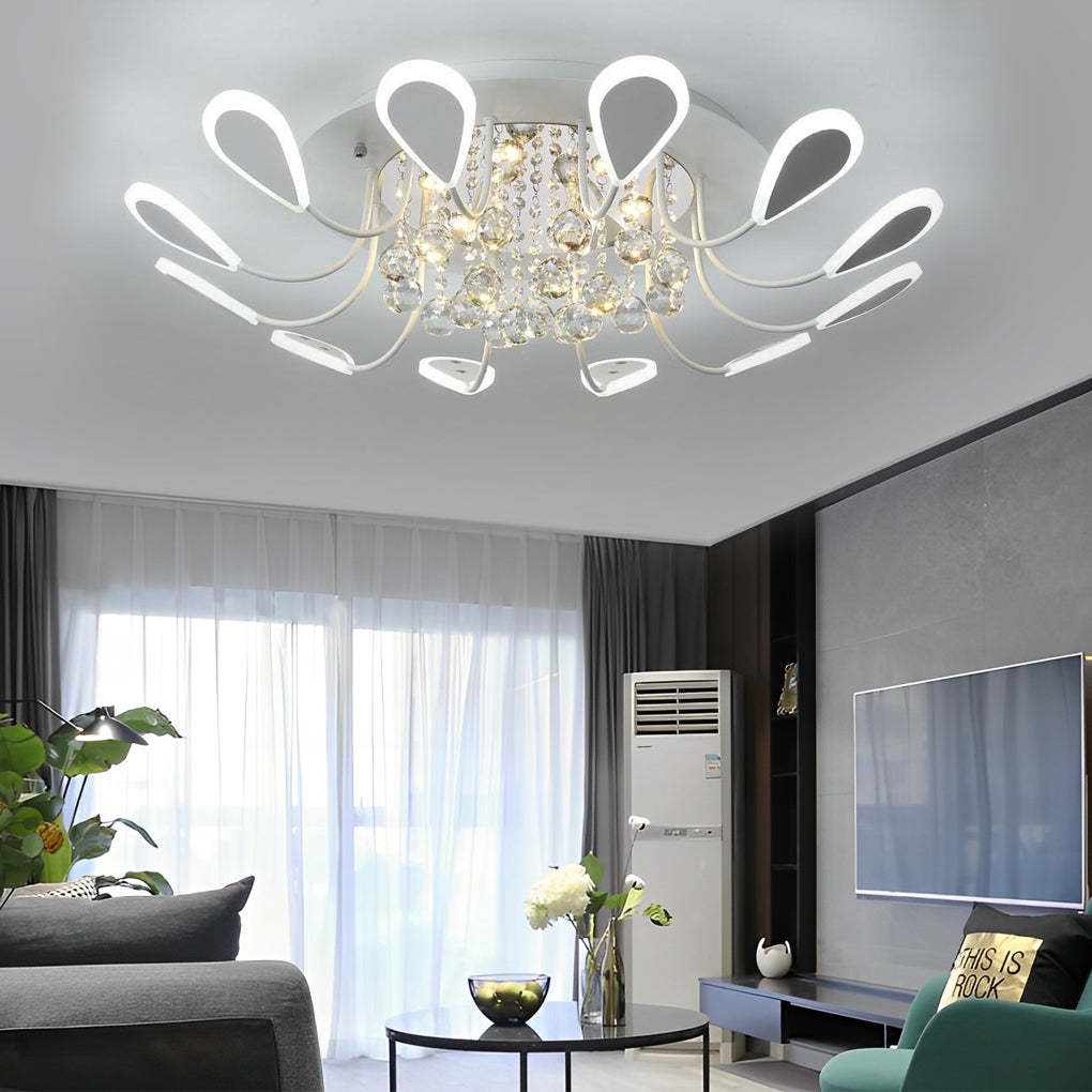 Creative Flower Shaped Dimmable LED Crystal Modern Ceiling Lights-Lighom