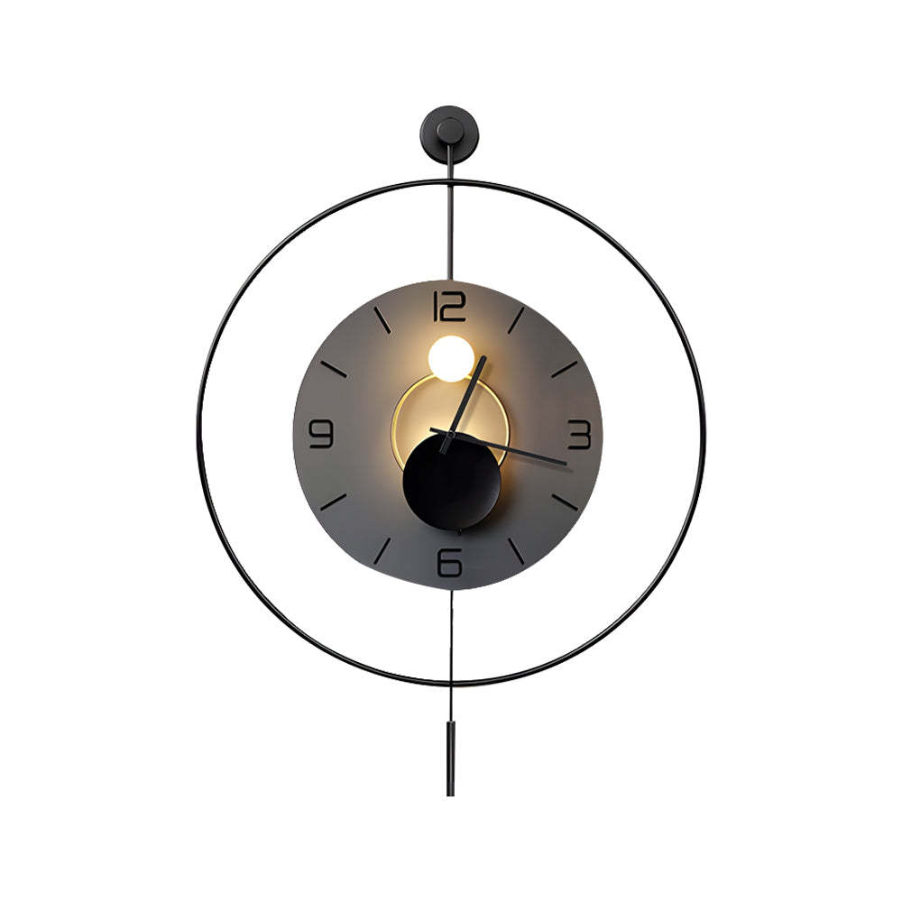Battery Operated Round LED Hanging Metal Wall Clock-Lighom