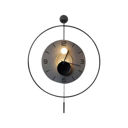 Battery Operated Round LED Hanging Metal Wall Clock-Lighom