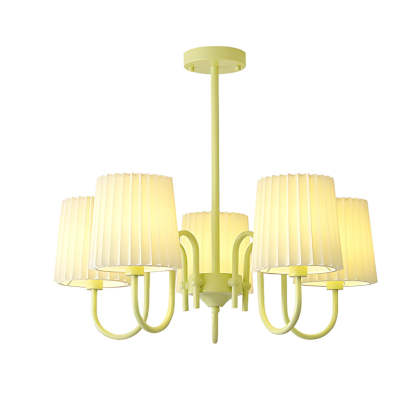 Pleated Fabric Retro Pastoral Green French Style Chandelier Hanging Lights-Lighom