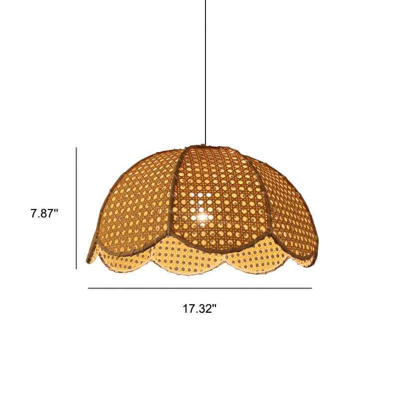 Nordic Rattan Scallop Dome Pendant Light