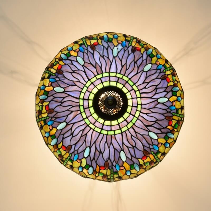 Vintage Tiffany Dragonfly Stained Glass Chandelier