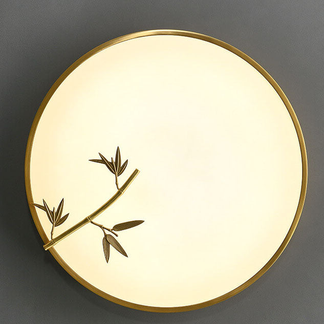Modern Round Bamboo Pattern LED Flush Mount Light