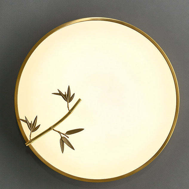 Modern Round Bamboo Pattern LED Flush Mount Light
