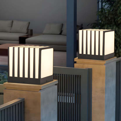 Square Outdoor Column Deck Fence Post Light Waterproof for Garden-Lighom
