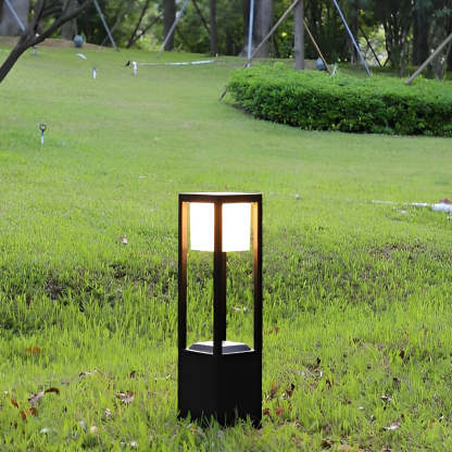 Square Aluminum Waterproof LED Black Modern Solar Pathway Lights Lawn Lamp-Lighom