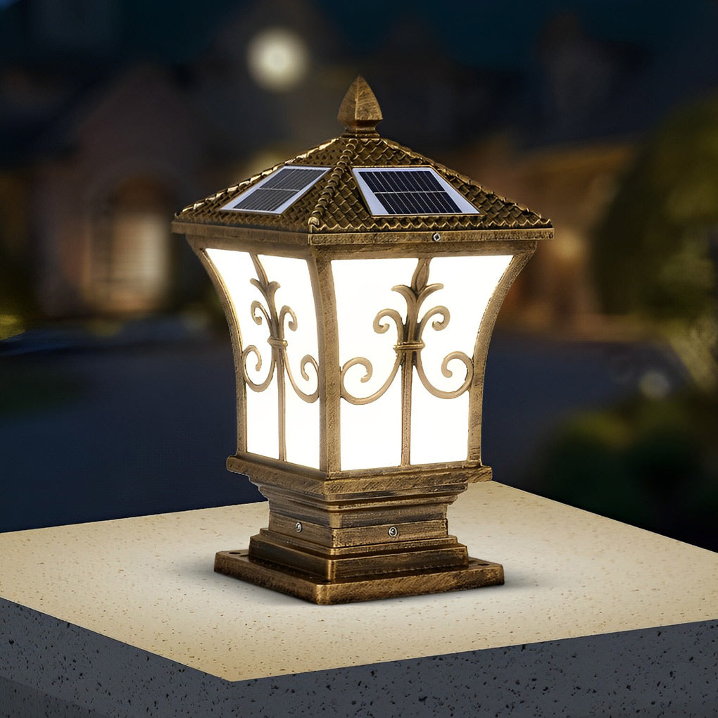 Vintage Pattern Auto Solar Fence Post Light