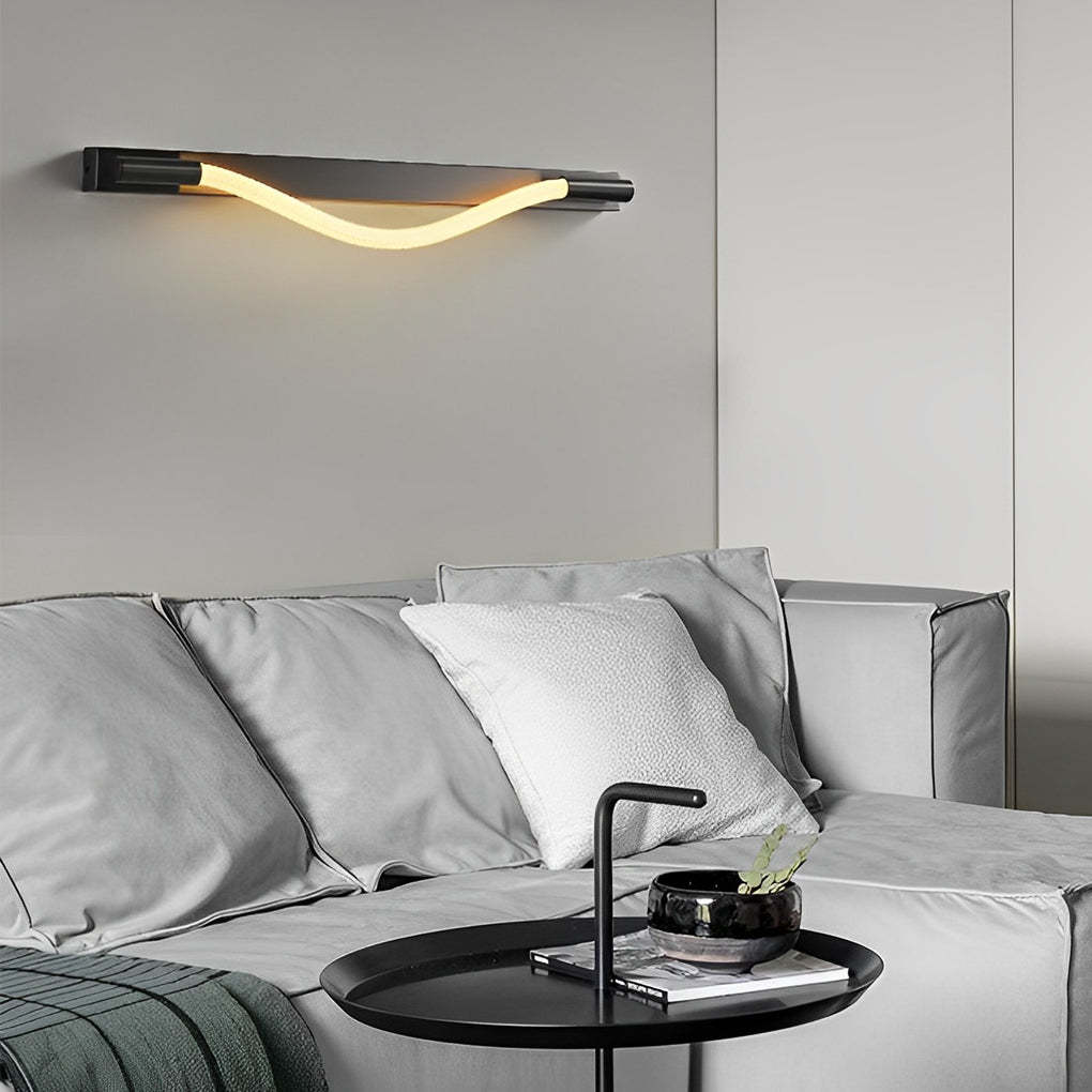 Minimalist Handwoven Ropes Flexible LED Metal Black Modern Wall Lamp-Lighom