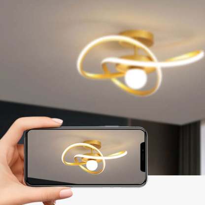 Nordic Modern Streamer Surround LED Semi-Flush Mount Light — Infinitely Dimmable / Gold