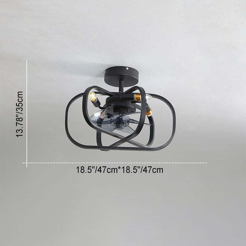 Industrial Minimalist Mount Ceiling Fan Light