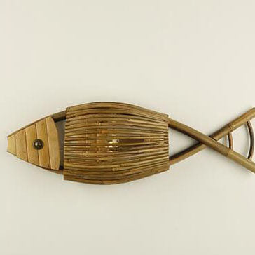 Lighom woven fish bamboo wall sconces for bathroom — 220V-240V (UK/AU