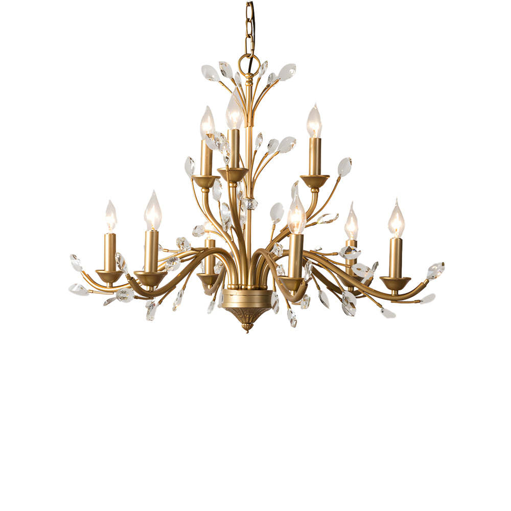 Brass Branch Candle Vintage Crystal Chandelier
