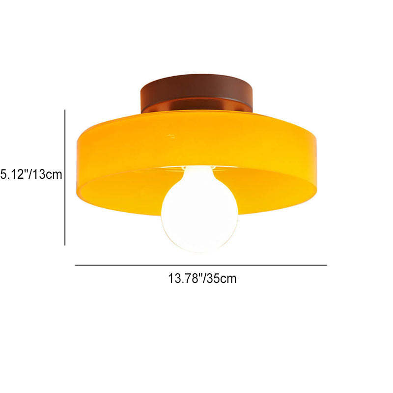 Scandinavian Modern Round Plate Iron Glass Sconce — Green / 220V-240V For UK/AU