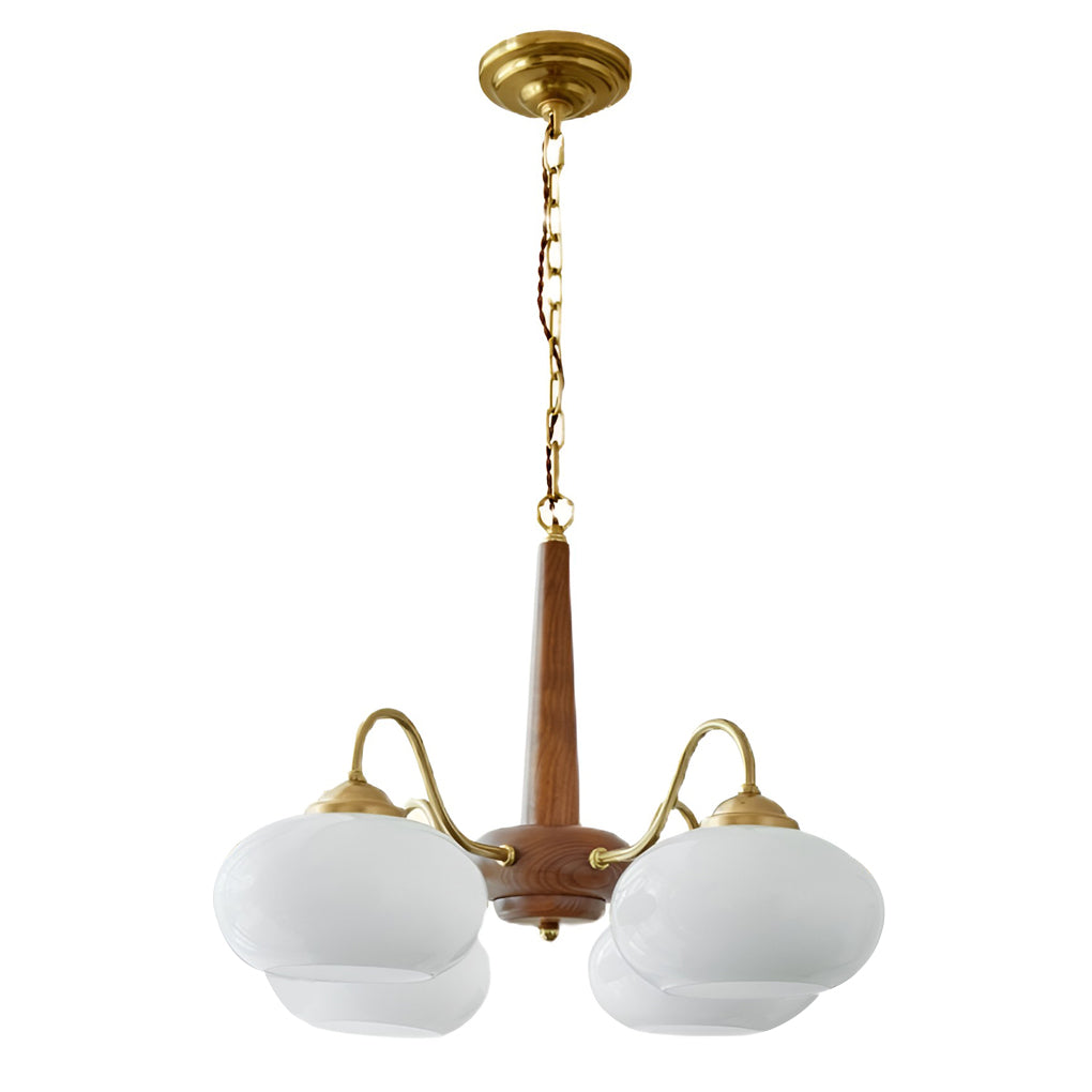 4/6-Light Glass Wood E27 LED Nordic Pendant Chandelier