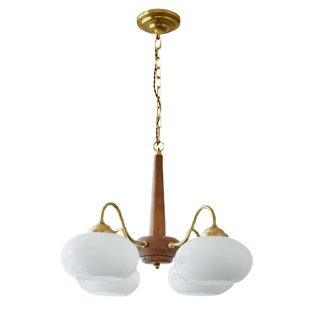 4/6-Light Glass Wood E27 LED Nordic Pendant Chandelier