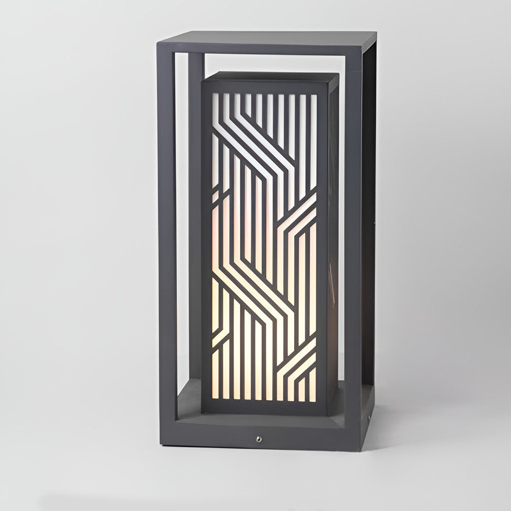 Gray Retro Aesthetic Waterproof LED Outdoor Pathway Cuboid Lantern-Lighom