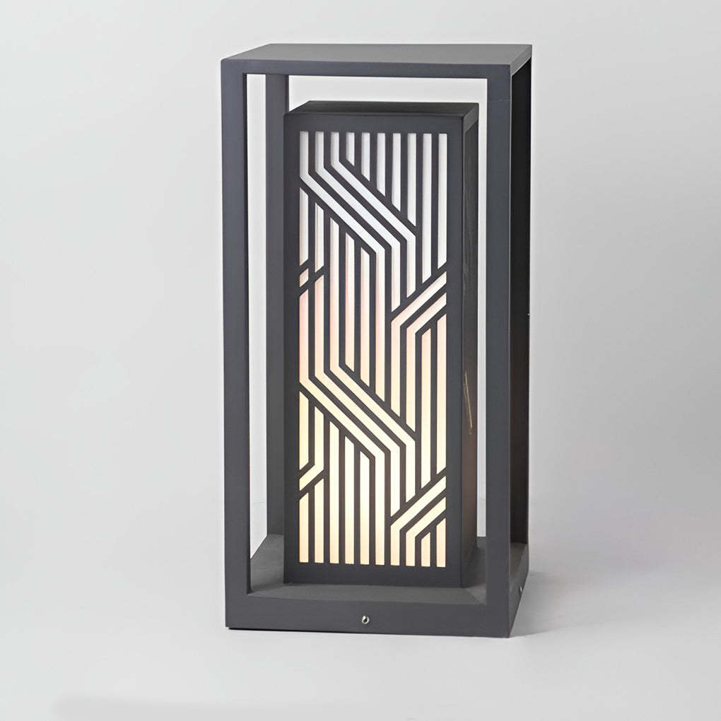 Gray Retro Aesthetic Waterproof LED Outdoor Pathway Cuboid Lantern-Lighom