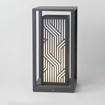 Gray Retro Aesthetic Waterproof LED Outdoor Pathway Cuboid Lantern-Lighom