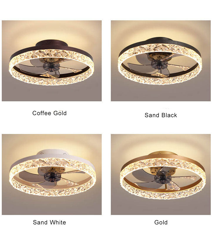 Modern Circle Ring LED Semi-Flush Ceiling Fan Light