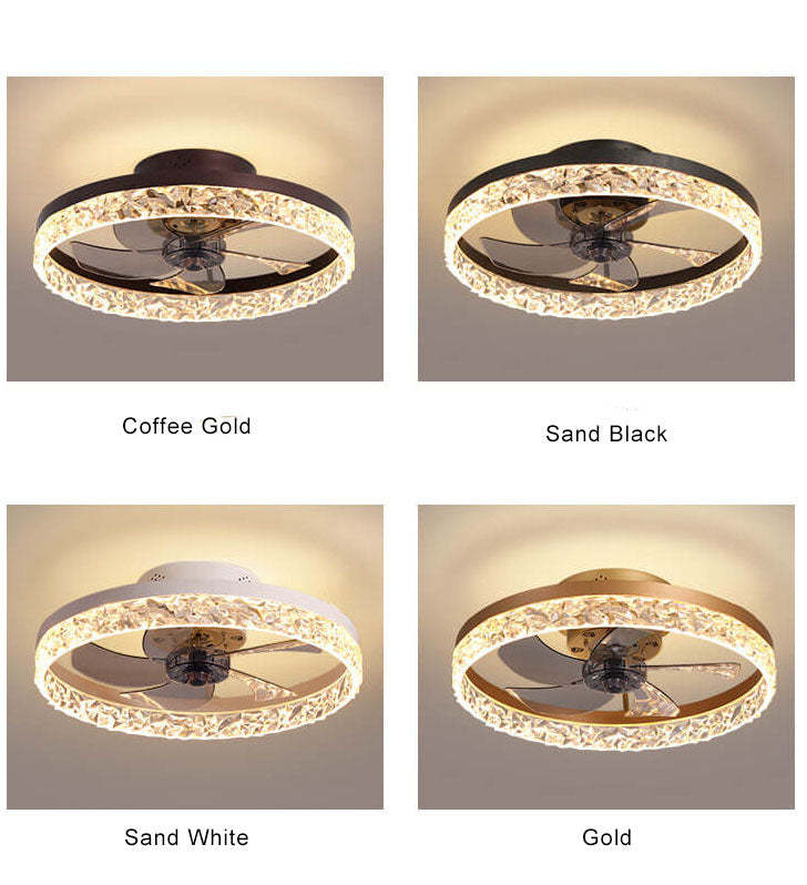 Modern Circle Ring LED Semi-Flush Ceiling Fan Light