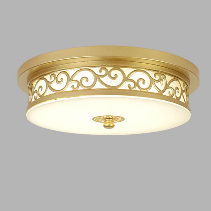 Vintage Circle Patterned Iron LED Flush Ceiling Light — Gold - 11.81'' / Warm Light(3000K) / 220V-240V For UK/AU