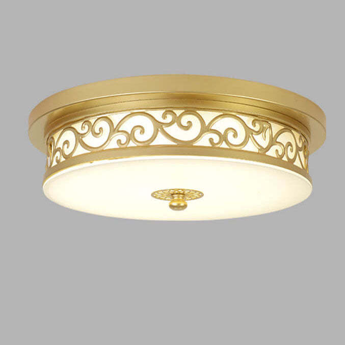 Vintage Circle Patterned Iron LED Flush Ceiling Light — Gold - 11.81'' / Warm Light(3000K) / 220V-240V For UK/AU