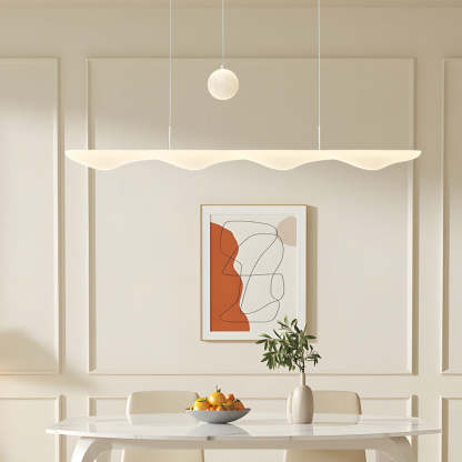 Long Strip Wave Moon Dimmable White Modern Chandelier