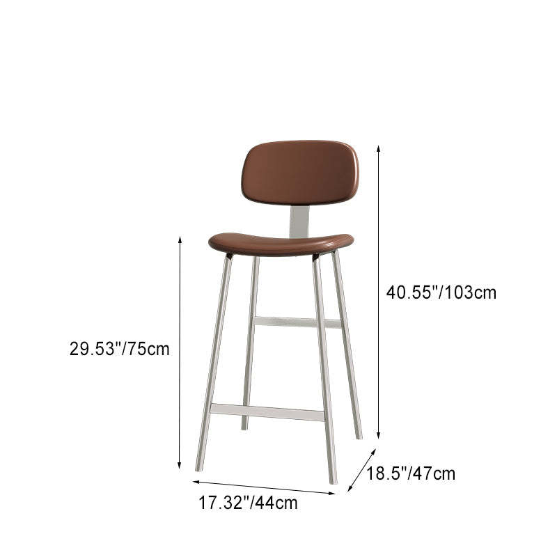 Industrial Curved PU Leather Iron Bar Stool