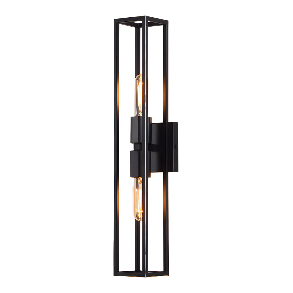 Simple Metal Frame Glass Shade American Style Wall Sconce Lighting-Lighom