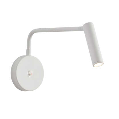 Black/White Tube LED Swing Arm Wall Light Adjustable Wall-Mounted Spotlight Bedroom Sconce Lamp-Lighom