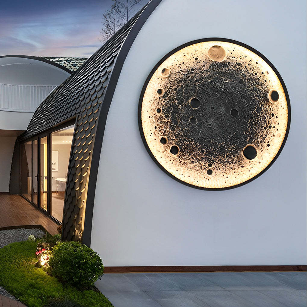 Round Moon Waterproof LED Modern Outdoor Wall Lights Fixture Wall Lamp-Lighom