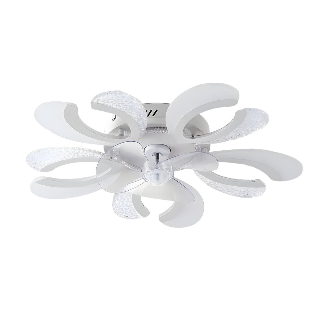 Simple Flowers Mute Timing Stepless Dimming Smart Modern Ceiling Fan Light-Lighom