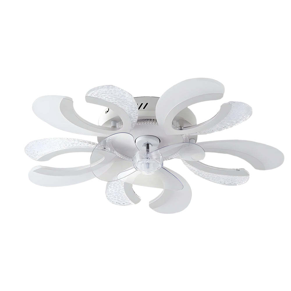 Simple Flowers Mute Timing Stepless Dimming Smart Modern Ceiling Fan Light-Lighom