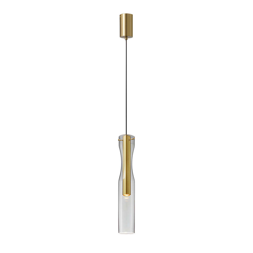 Long Glass Copper Dimmable Modern Pendant Light