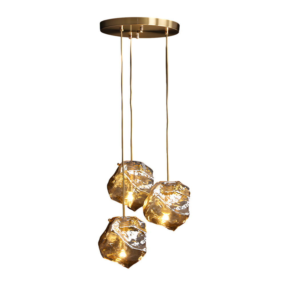 Irregular Lava Glass Copper Post-Modern Chandelier