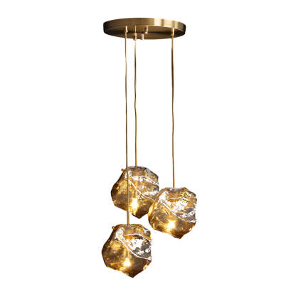 Irregular Lava Glass Copper Post-Modern Chandelier