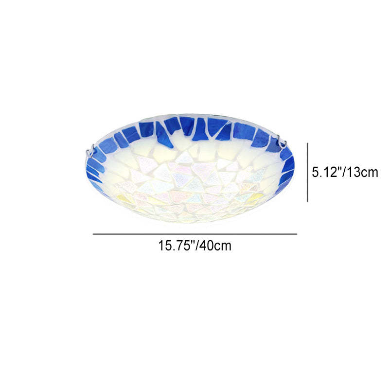Vintage Mediterranean Shell Dome Flush Ceiling Light