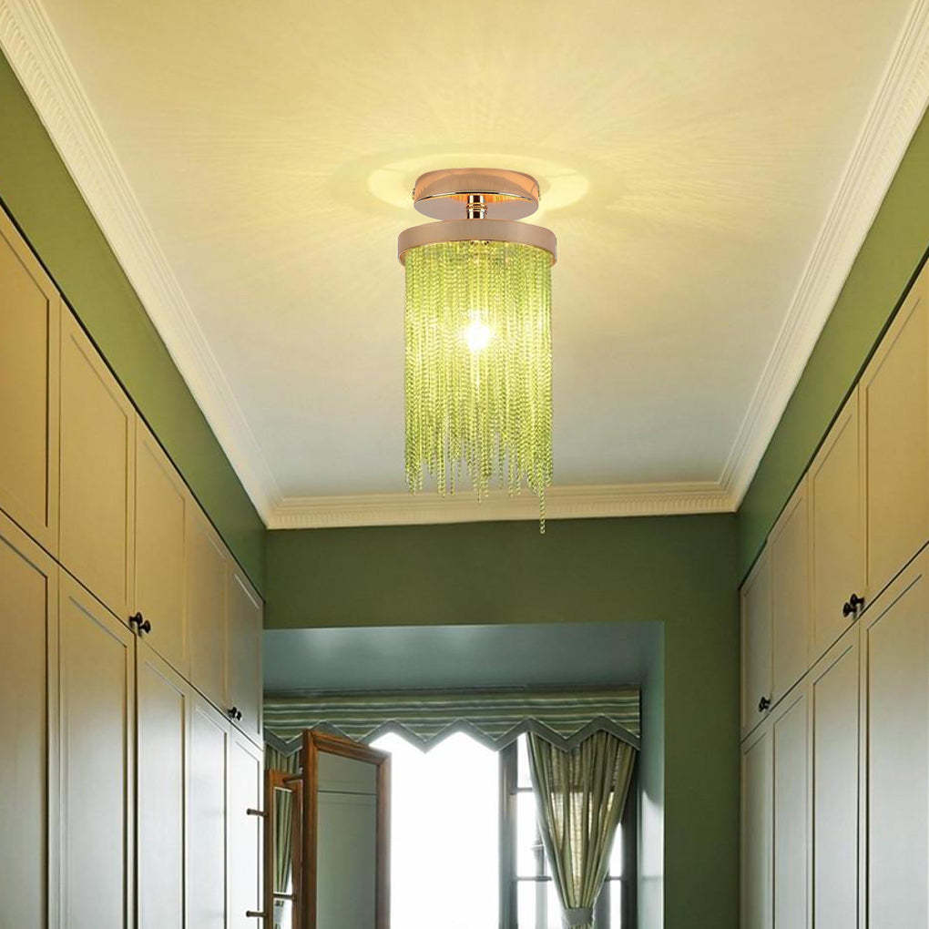 Metal LED Farmhouse Semi Flush Mount Tassel Pendant