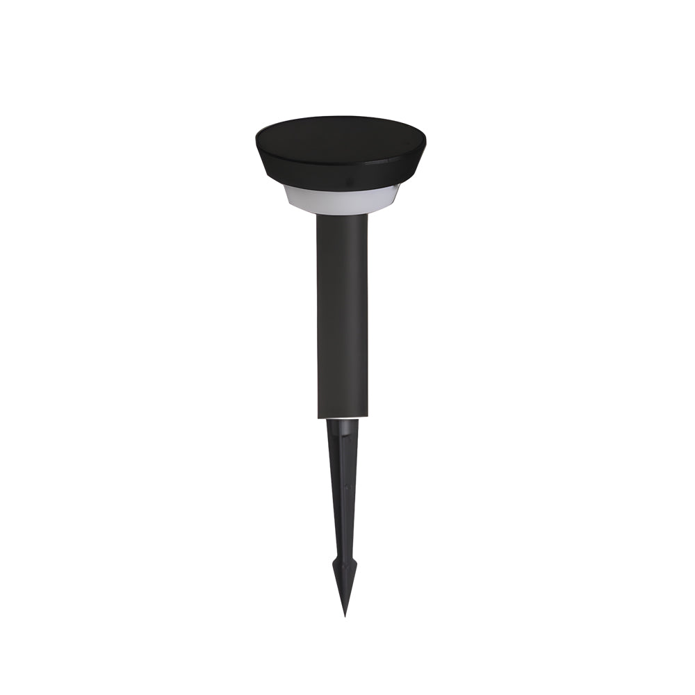 Modern Black Round LED Solar Outdoor Path Light with Stake - Garden Bollard Light-Lighom