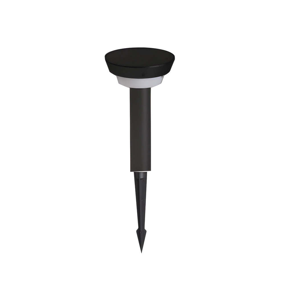 Modern Black Round LED Solar Outdoor Path Light with Stake - Garden Bollard Light-Lighom