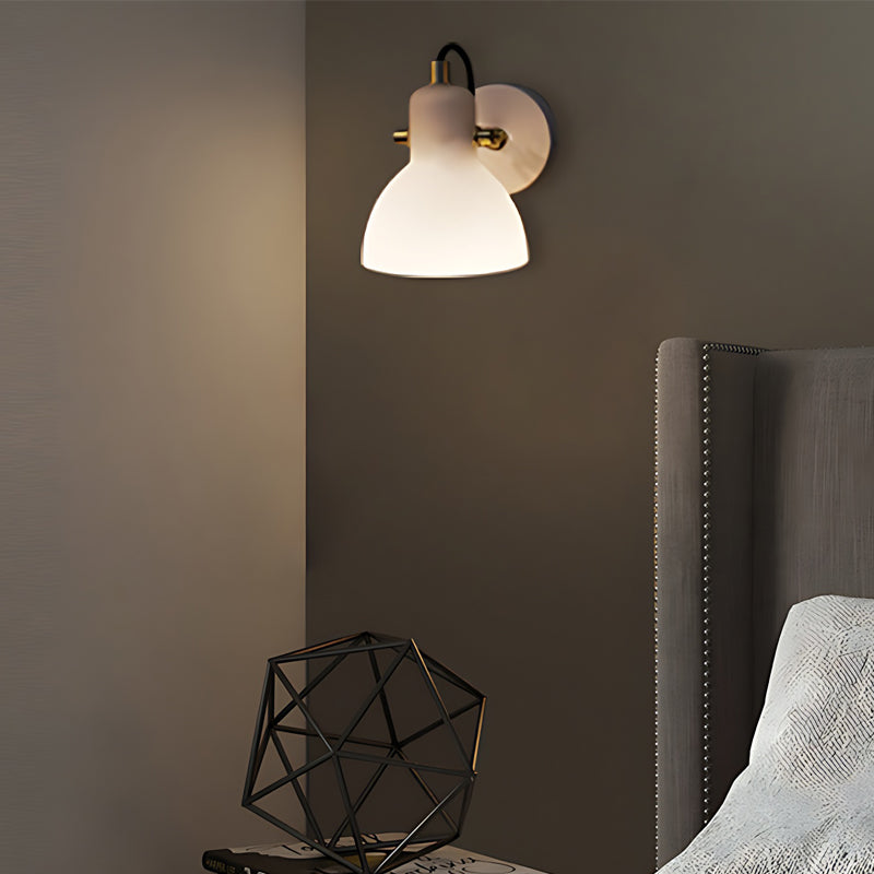 Creative 235° Rotatable White Glass Shade Minimalist Nordic Wall Lamp-Lighom