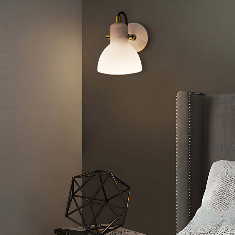 Creative 235° Rotatable White Glass Shade Minimalist Nordic Wall Lamp-Lighom