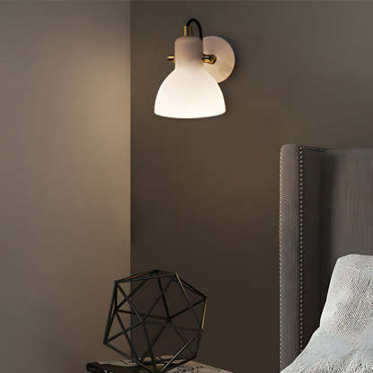 Creative 235° Rotatable White Glass Shade Minimalist Nordic Wall Lamp-Lighom