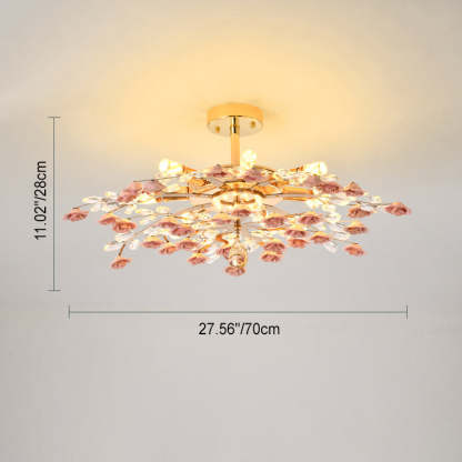 Modern Luxury Rose Iron Ceramic Crystal Chandelier
