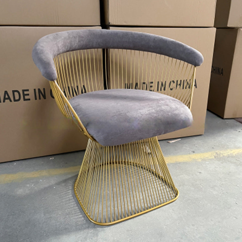 Modern Hollow Oval Fabric Steel Accent Chair