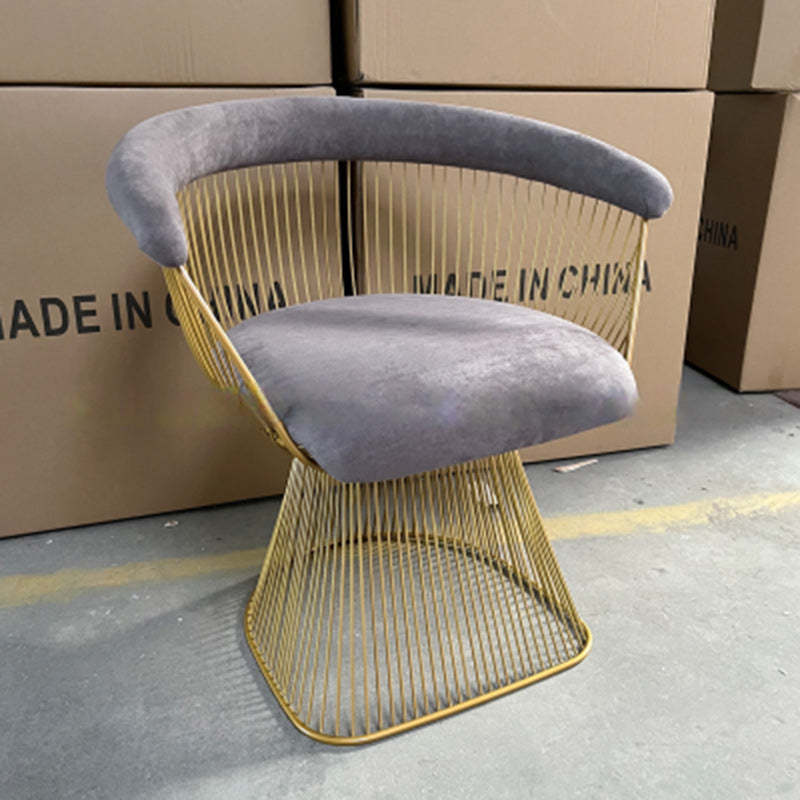 Modern Hollow Oval Fabric Steel Accent Chair