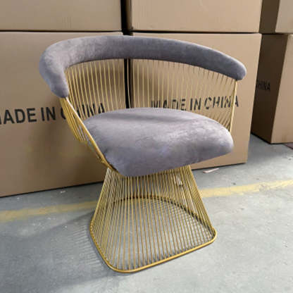 Modern Hollow Oval Fabric Steel Accent Chair