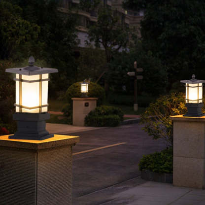 Elegant Vintage Pavilion Black Light Post Retro Outdoor Pathway Lamp-Lighom