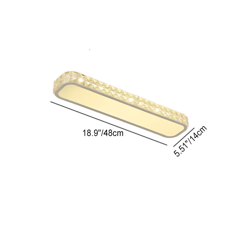 Modern Crystal Strip Acrylic LED Flush Mount Light — Medium - Black / Warm Light (3000K) / 110V-120V For US/CA